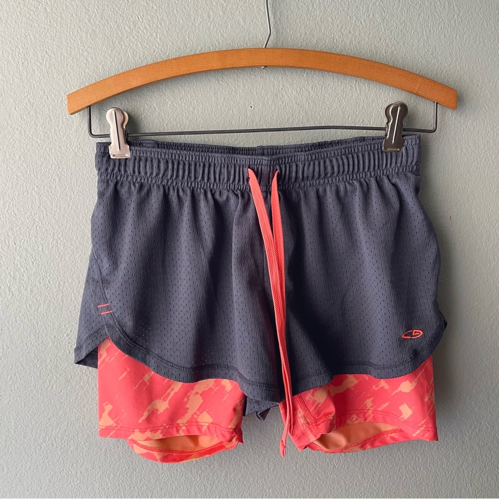 ♦️5/$15♦️ Champion | Coral & Gray Athletic Shorts with Spandex Liner